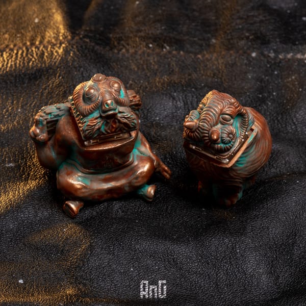 Oxidized copper artisan keycaps with bodies